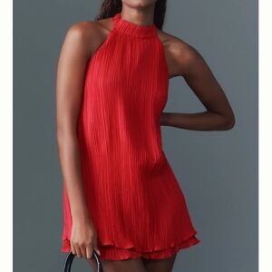 Anthropologie Red Halter Romper